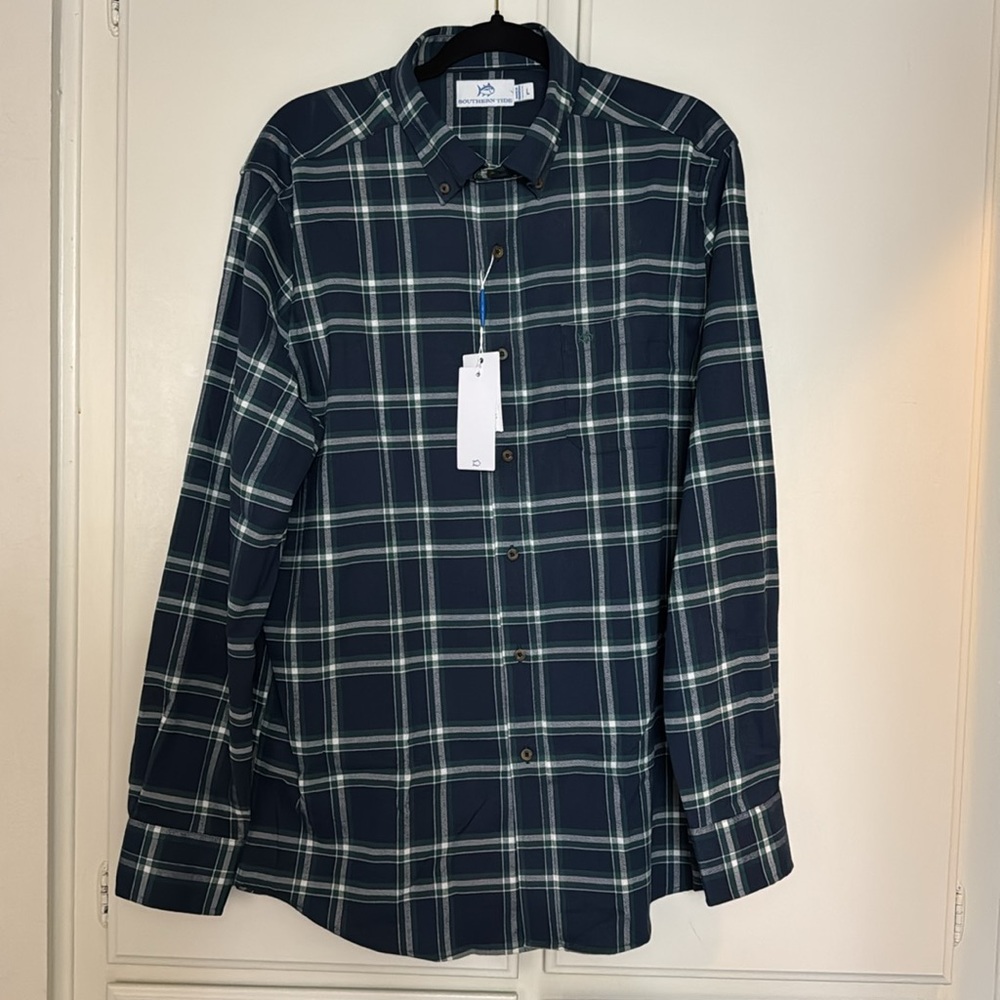 Southern Tide Men's Heron Plaid Flannel Long Sleeve plaid shirt - Picture 5 of 7